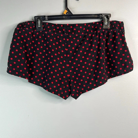 5/$25 LA SENZA Polka Dot Pajama Shorts Black Red Elastic Drawstring Mid Rise L - Picture 9 of 11